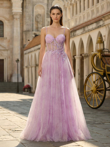 Ball-Gown/Princess Sweetheart Floor-Length Jersey Maxi Dresses With 3D Floral Sequins Appliques Lace