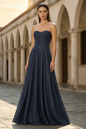 A-line Sweetheart Floor-Length Jersey Prom Dresses With Pleated
