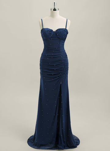 Sheath/Column Sleeveless Jersey Maxi Dress With Beading