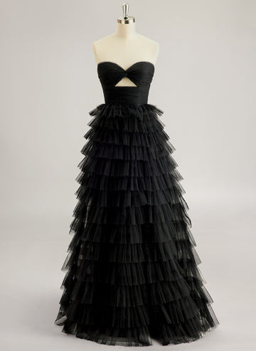 Ball-Gown/Princess Sweetheart Floor-Length Tulle Prom Dresses With Pleated