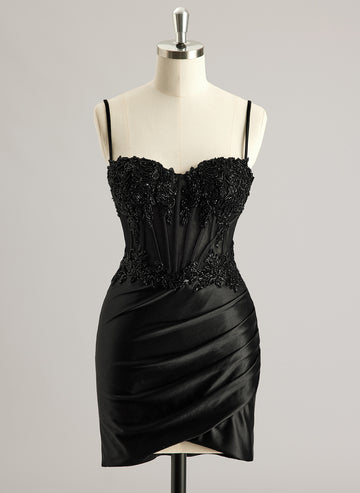 Sheath/Column Sweetheart Short/Mini Jersey Prom Dresses With Beading Sequins