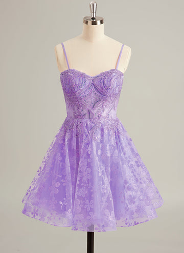 Ball-Gown/Princess Sweetheart Short/Mini Tulle Prom Dresses With Beading Sequins