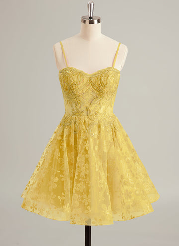 Ball-Gown/Princess Sweetheart Short/Mini Tulle Prom Dresses With Beading Sequins