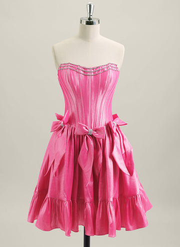 Ball-Gown/Princess Sleeveless Short Taffeta Homecoming Dress With Bow