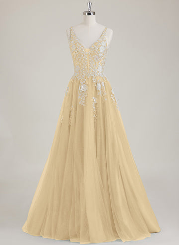 Sleeveless V-Neck Sequins Tulle Ball-Gown/Princess Maxi Dress