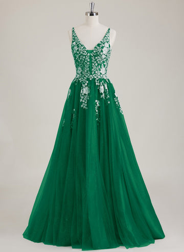 Sleeveless V-Neck Sequins Tull Ball-Gown/Princess Maxi Dress