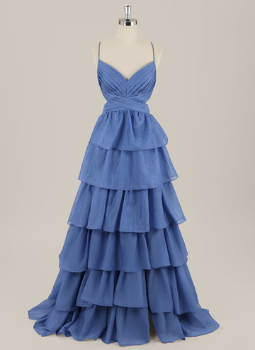 Ball-Gown/Princess Sleeveless Sweep Train Organza Maxi Dress With Pleated