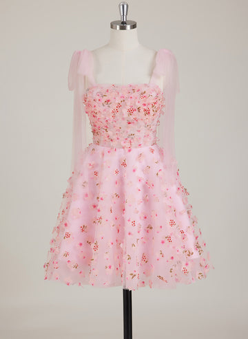 Sleeveless Sweetheart 3D Floral Tulle Ball-Gown/Princess Mini Dress