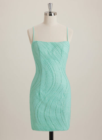 Sheath/Column Square Short Lace Mini Dress