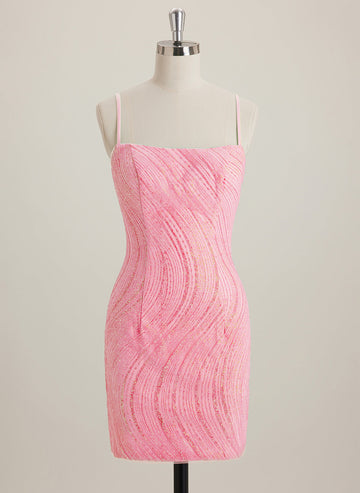 Sheath/Column Square Short Lace Mini Dress