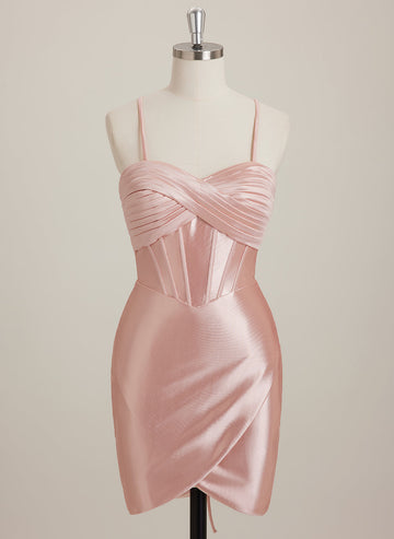 Sheath/Column Sweetheart Short Jersey Mini Dress With Pleated