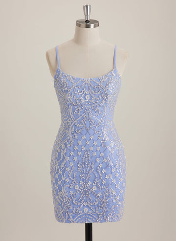 Sheath/Column Scoop Short Sequin Mini Dress