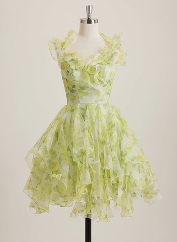 Ball-Gown/Princess Asymmetrical Short Tulle Mini Dress With Ruffle