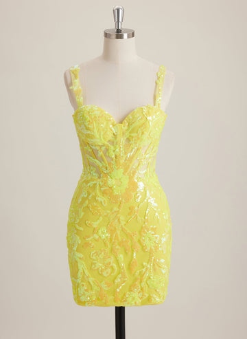 Sheath/Column Sweetheart Short Sequin Mini Dress With Sequins