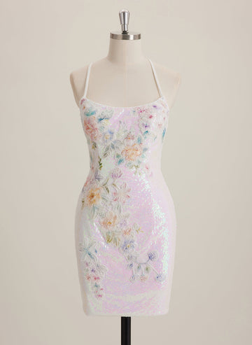 Sheath/Column Scoop Short Sequin Mini Dress With Beading Sequins