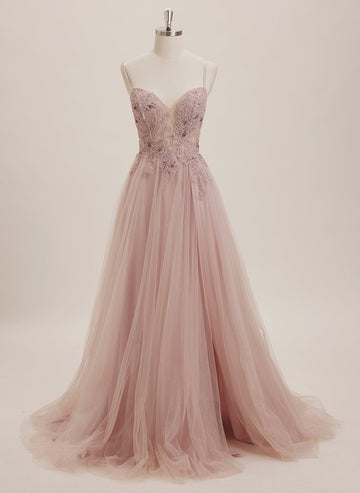 Ball-Gown/Princess V-Neck Floor-Length Tulle Maxi Dresses With Sequins