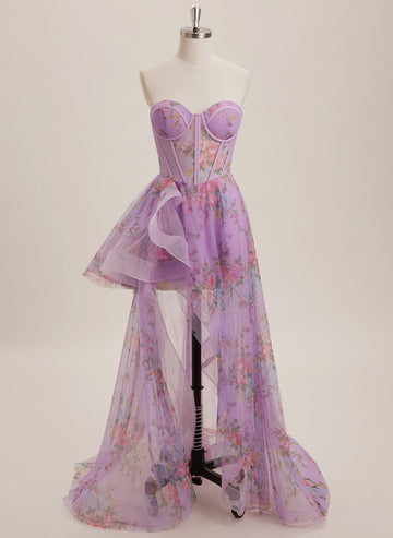 Ball-Gown/Princess Sweetheart Sweep Train Organza Maxi Dresses