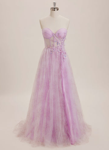 Ball-Gown/Princess Sweetheart Floor-Length Jersey Maxi Dresses With 3D Floral Sequins Appliques Lace
