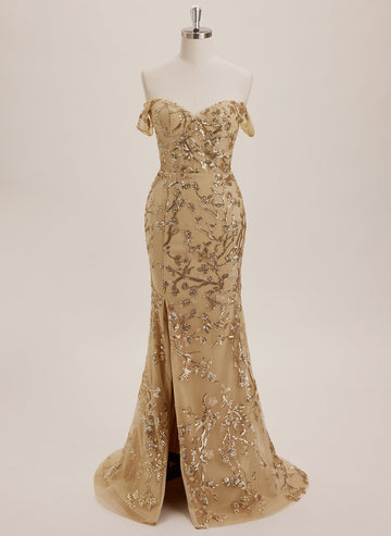 Trumpet/Mermaid Sweetheart Sweep Train Sequin Maxi Dresses With Sequins