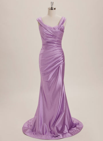 Trumpet/Mermaid Sweetheart Sweep Train Jersey Maxi Dresses With Pleated