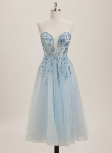 A-line Sweetheart Tea-Length Tulle Mini Dress