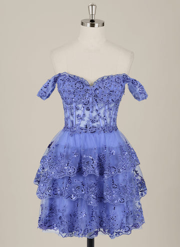Ball-Gown/Princess Short Tulle Homecoming Dress With Sequins