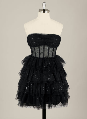 Ball-Gown/Princess Sleeveless Short Tulle Homecoming Dress With Ruffle
