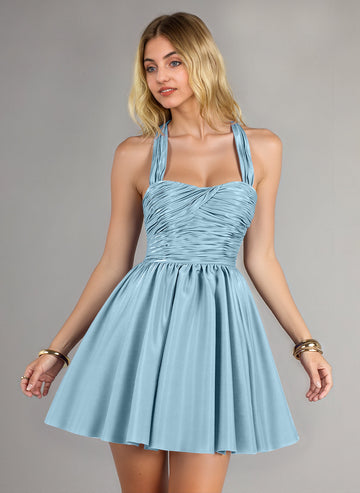 Ball-Gown/Princess Sleeveless Short Metallic Homecoming Dress With Pleated