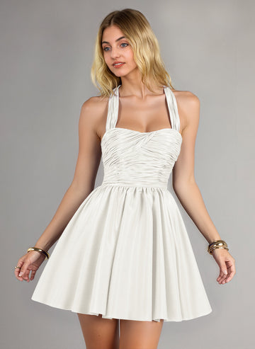Ball-Gown/Princess Sleeveless Short Metallic Homecoming Dress With Pleated