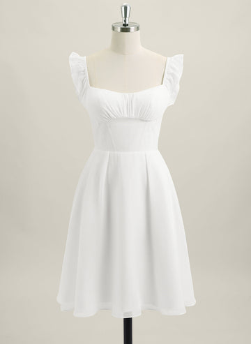 A-line Sleeveless Short Chiffon Homecoming Dress With Ruffle