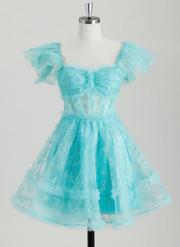 Ball-Gown/Princess Square Short Tulle Homecoming Dress With Ruffle