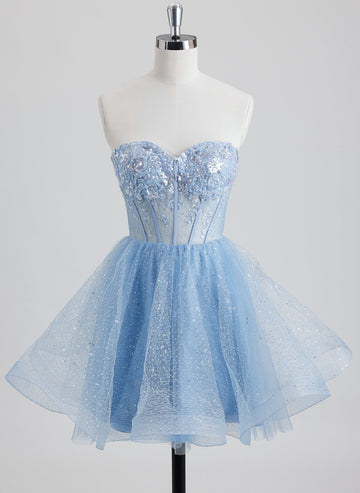 Ball-Gown/Princess Sweetheart Short Tulle Homecoming Dress With Sequins