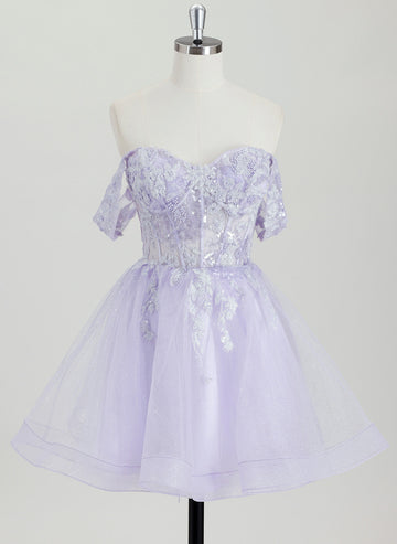 Ball-Gown/Princess Sweetheart Short Tulle Homecoming Dress With Beading Sequins