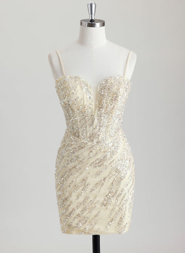Sheath/Column Sweetheart Short Sequin Homecoming Dress With Beading Sequins
