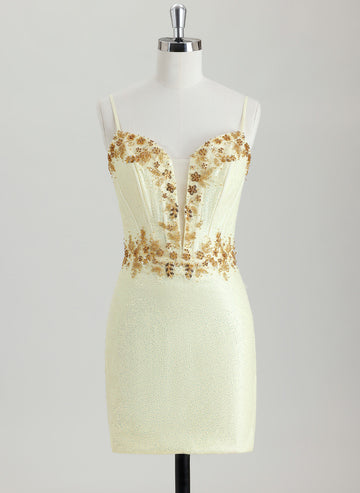 Bodycon V-Neck Short Sequin Homecoming Dress With Beading Sequins