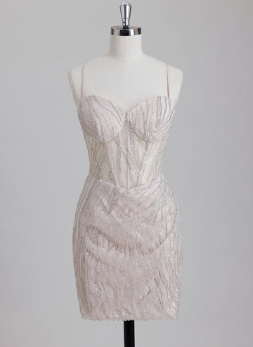 Sheath/Column Sweetheart Short Sequin Homecoming Dress With Beading Sequins