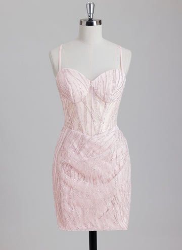 Sheath/Column Sweetheart Short Sequin Homecoming Dress With Beading Sequins