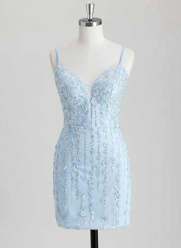 Bodycon V-Neck Short Sequin Homecoming Dress With Beading Sequins