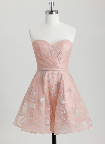 A-line Sweetheart Short Organza Homecoming Dress With Pleated