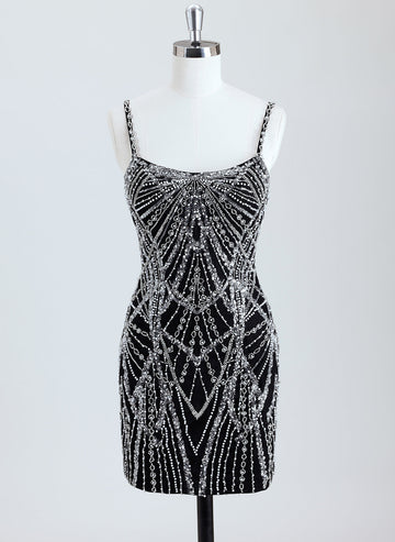 Sheath/Column Scoop Short Sequin Homecoming Dress With Beading Sequins