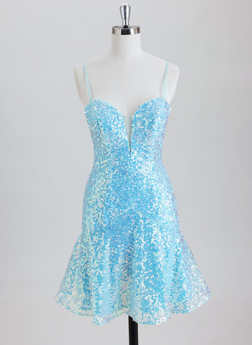 Trumpet/Mermaid Sleeveless Short Sequined Homecoming Dress With Ruffle