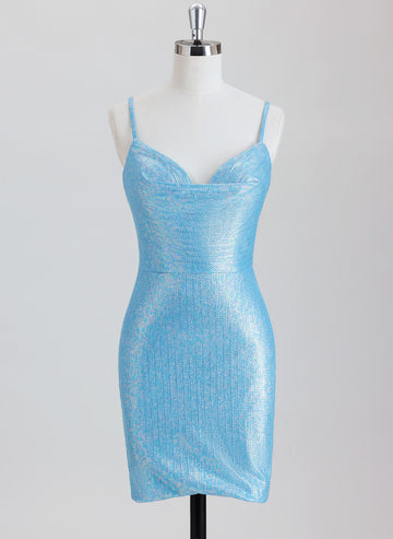 Sheath/Column Short Metallic Homecoming Dress