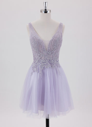 Ball-Gown/Princess Spaghetti Straps Short Tulle Homecoming Dress With Appliques Lace