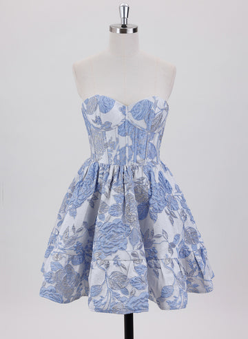 Ball-Gown/Princess Sleeveless Short Jacquard Homecoming Dress