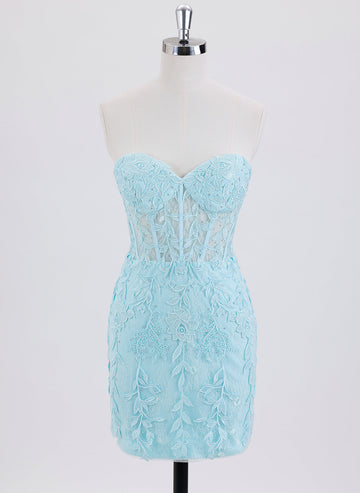 Sheath/Column Sleeveless Short Lace Homecoming Dress With Sequins
