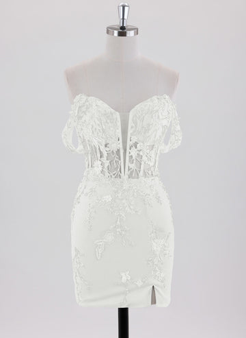 Sheath/Column Short Lace Homecoming Dress