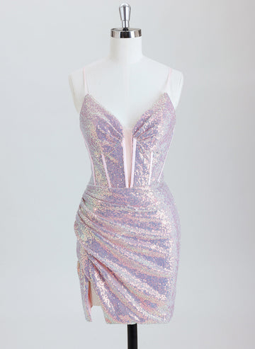 Sheath Short Sequin Homecoming Dress With Sequins