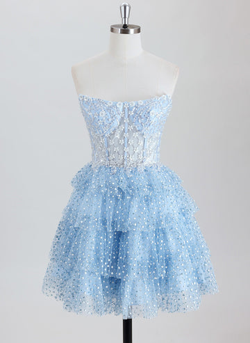 Ball-Gown/Princess Short Lace Homecoming Dress With Sequins