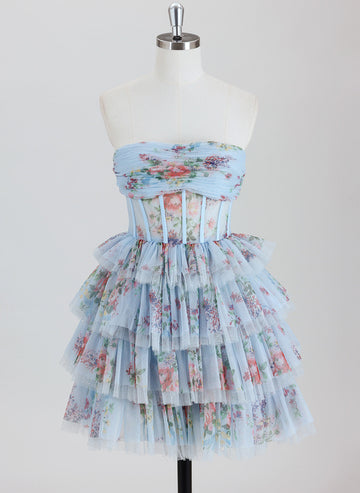 Ball-Gown/Princess Sleeveless Short Tulle Homecoming Dress With Pleated