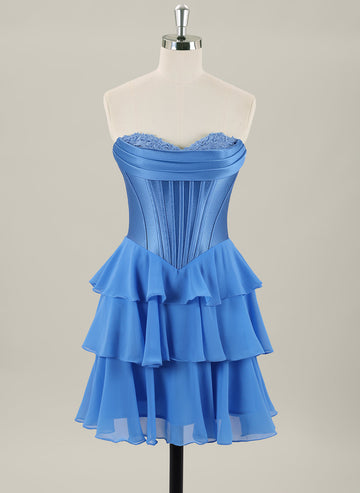 Ball-Gown/Princess Sleeveless Short Chiffon Homecoming Dress With Pleated